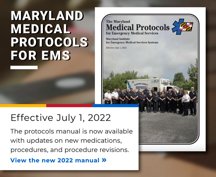 Banner for the 2022 Maryland Medical Protocols for EMS